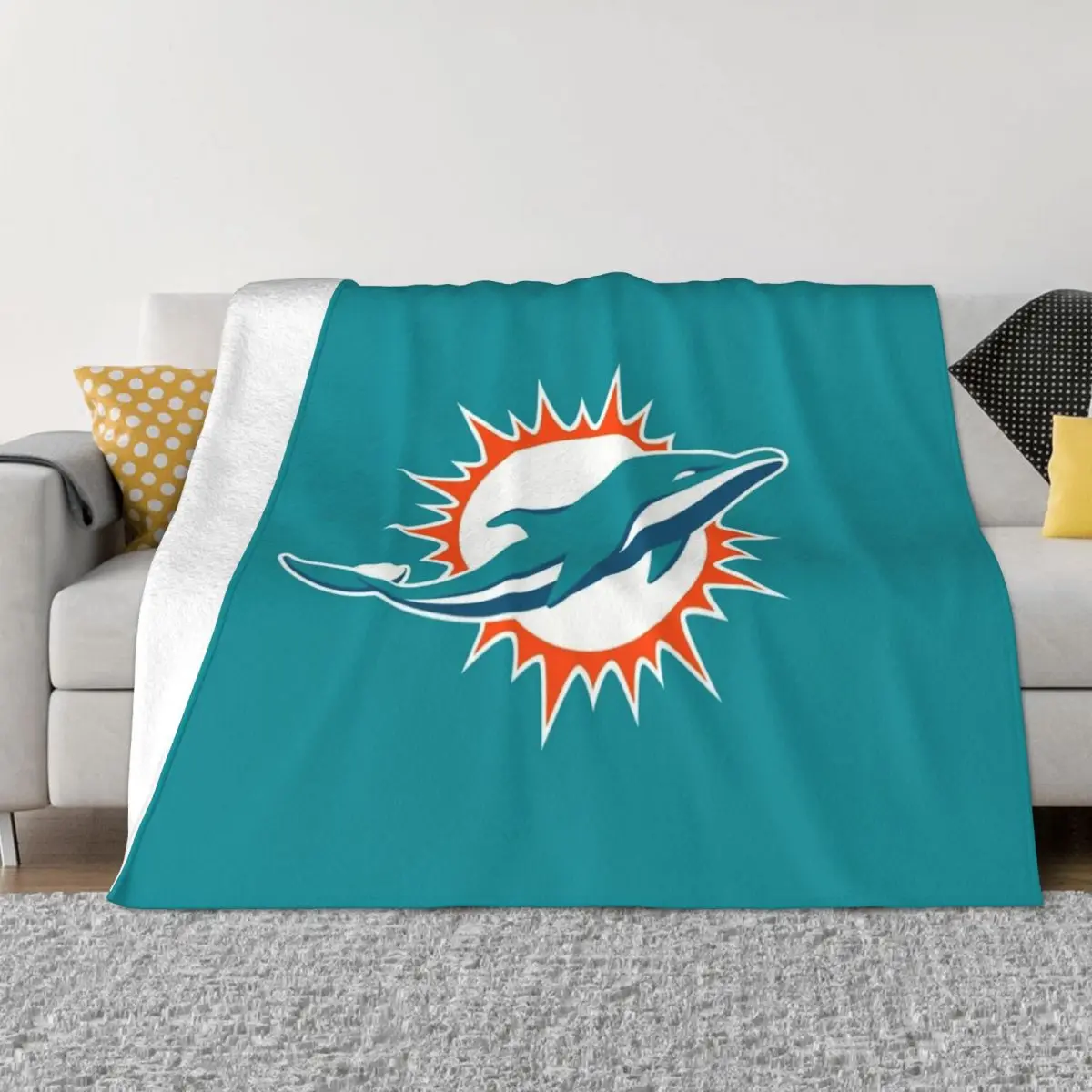 Hill Dolphins-City Green Throw Coperta Letto Coperte Scozzesi Morbide Alla Moda