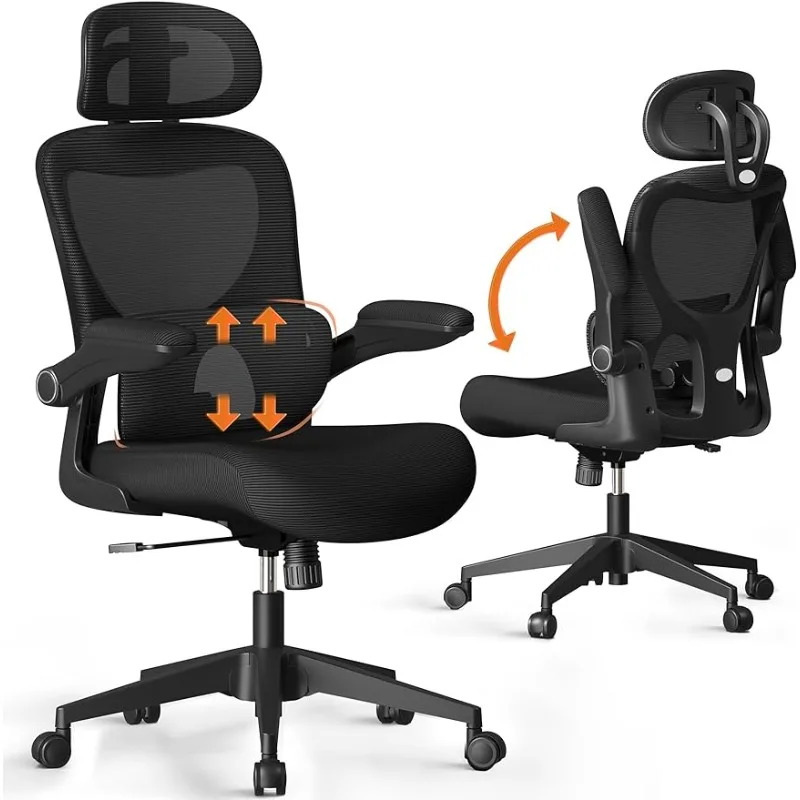 

SUNNOW Mesh Office Chair, Ergonomic Desk Chair with Adjustable Lumbar Support & Flip-up Armrest, Comfort Wide Seat, High-Back