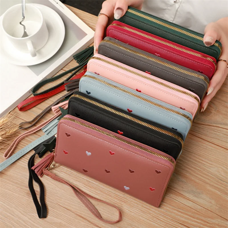 Women Long Wallets Purses Luxury Love Heart Wallets for Ladies Girl Money  Pocket Card Holder Female Wallets Phone Clutch Bag - 3