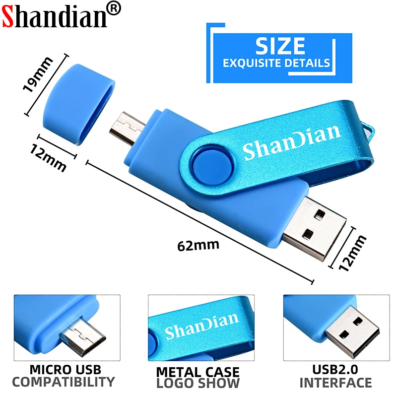 3in1 OTG 2.0 USB Flash Drive for Smartphone 4GB 8GB 16GB 32GB 64GB Memory Stick Pendrive External Storage SHANDIAN usb flash drive flash drive