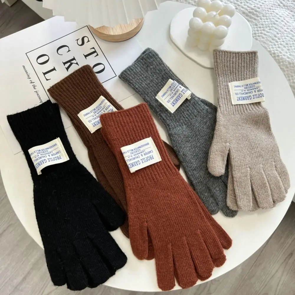 

Однотонные вязаные перчатки, подарок, ветрозащитные, устойчивые к холоду велосипедные перчатки, сохраняют тепло, Длинные Зимние перчатки для сенсорного экрана