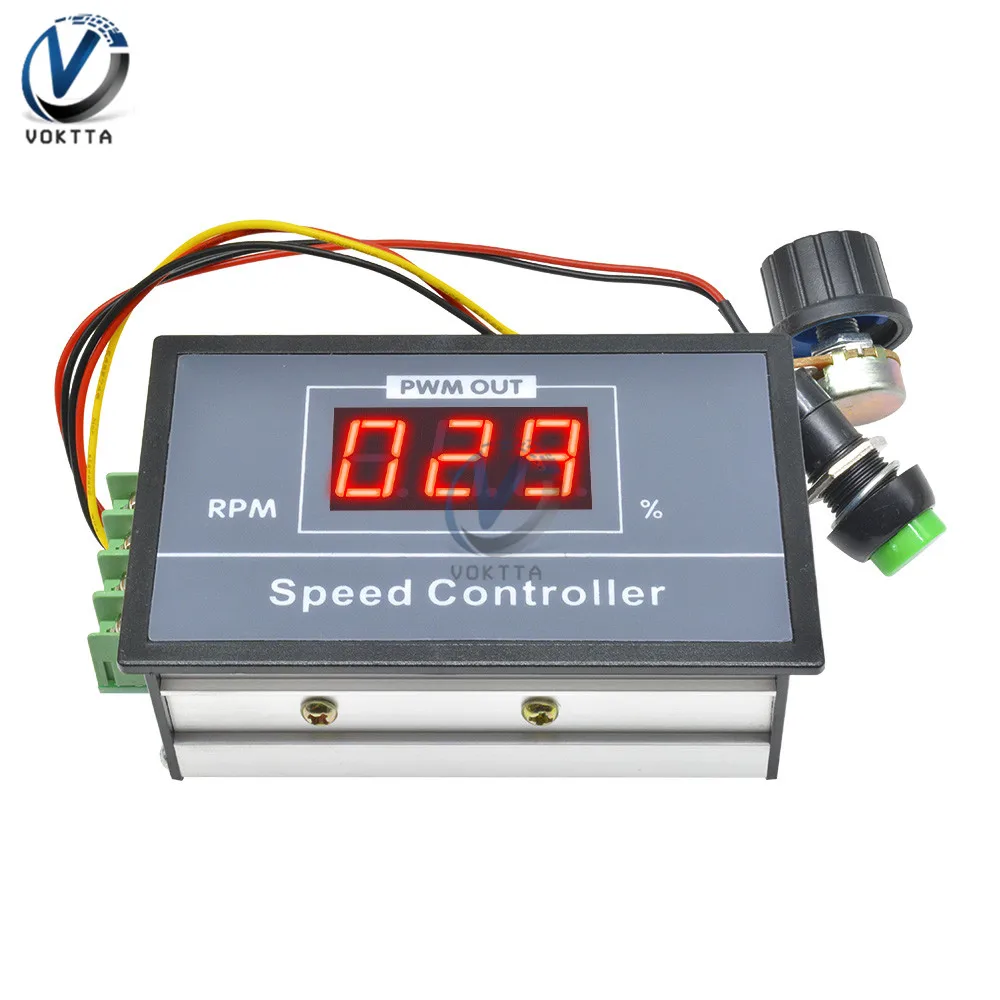 30A DC 6V 12V 24V 48V PWM Motor Speed Controller LED Digital Display 0~ adjustable Voltage Regulator W/ Potentiometer Switch