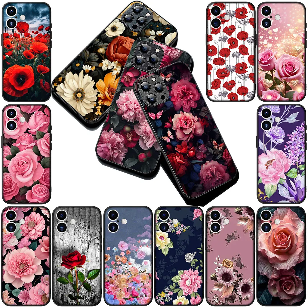 Elegant Red Rose and Pink Peony Floral Phone Case