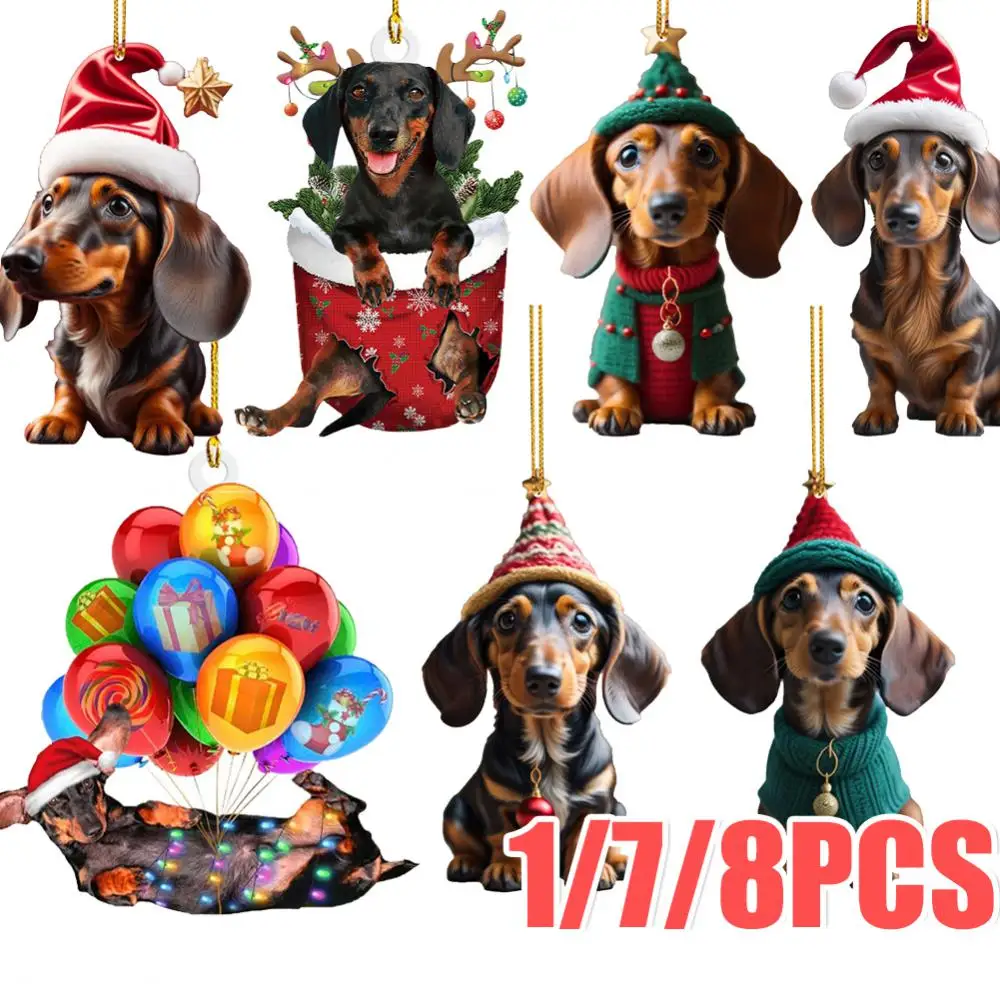 Dachshund Christmas Tree Pendants Sausage Dog Hanging Ornaments For Home Winter Xmas Party