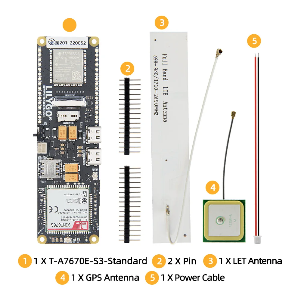 ® T-SIM7670G-S3-Standard ESP32-S3 Development Board Support GSM LTE CAT1 SIM7670