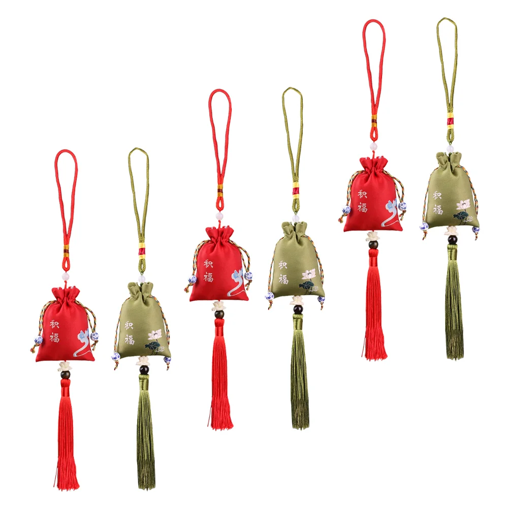 Stool Portable Embroidery Sachet Pouch Tassel Japanese-style Decor for Car Locket