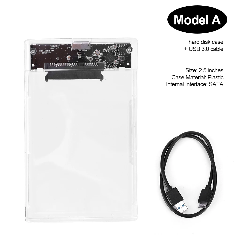 USB 3.0 SATA 클리어 외장 케이스, UASP 투명 지원, 2.5 인치 HDD SSD 캐디, 6Gbps, 7mm, 9.5mm, 2.5 인치 SATA SSD HDD