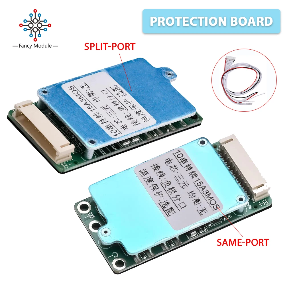 

10S 36V 15A 18650 Lithium Battery Charge Protection Board Short Circuit Protection Li-ion Lipolymer BMS PCB PCM Same/Split Port