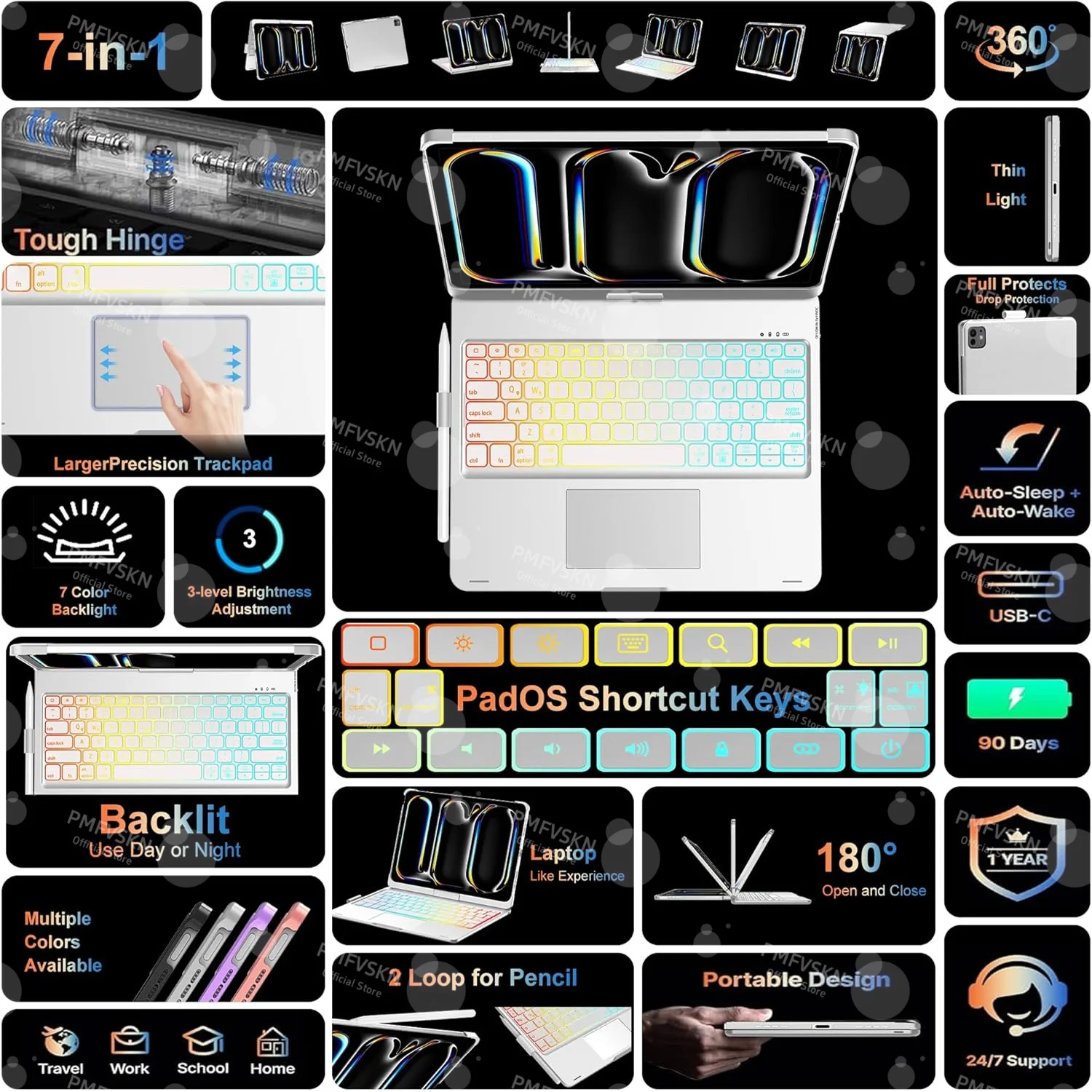 360° Rotating Magic Keyboard Case with Folio Design