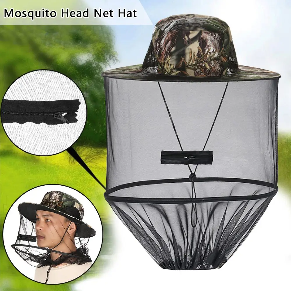Moskito-Hut mit verstecktem Netz, abweisender Schutz, Insekten-Bienen-Schutz, für Männer und Frauen, Outdoor-Sonnenschutz, Angelkappe, faltbar – Detail 1