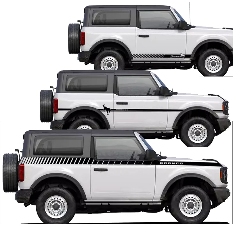 

Матовая черная полосатая наклейка с боковой талией, наклейка с логотипом, графические наклейки, верхняя Виниловая пленка для Ford Bronco 2-Door 2021 2022 2023