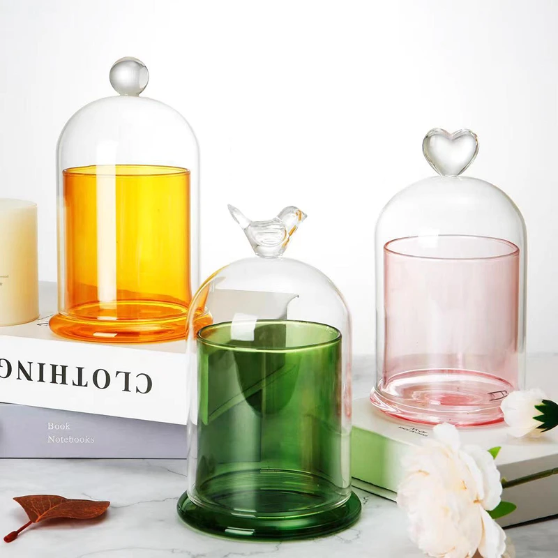 

Aromatherapy Candle Cup with Cover, Borosilicate Glass, Table Decoration, Glass Storage Bottle, Beautiful Home Decoration