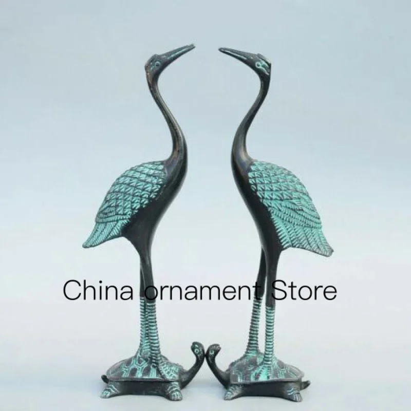 

Collection Old Bronze Carved Elegant Crane Tram Turtle a Pair of Exquisite Statues