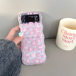 Chic Pink Bow Leopard Print Phone Case with Chain - Silicone Cover - -Z Flip 5 (WT889 - 1)