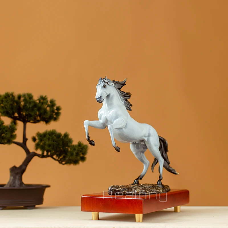 29cm Bronze Jumping Horse Statue Modern Art Bronze Horse Sculpture Luxury Animal Bronze Crafts Home Indoor Decor Tasteful Gifts - Image 2