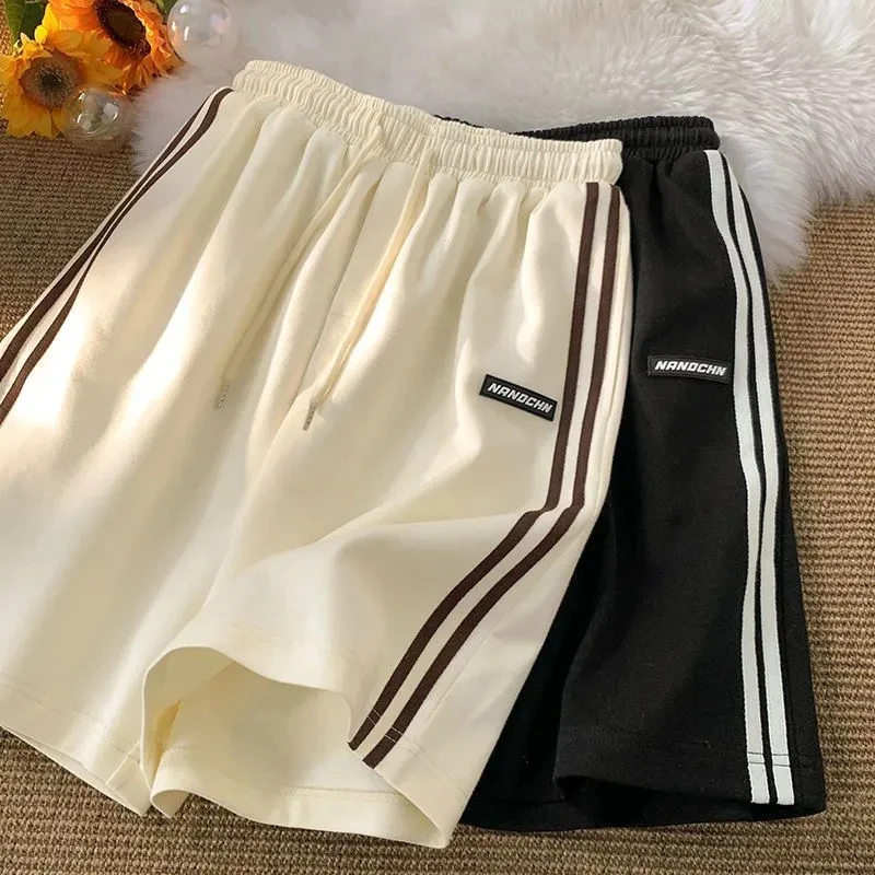 Striped Shorts Women Summer Streetwear Loose Wide Leg Shorts Korean Casual Elastic Waist Sports Shorts Bf Couple Oversized 1 Striped Shorts Women Summer Streetwear Loose Wide Leg Shorts Korean Casual Elastic Waist Sports Shorts Bf Couple Oversized