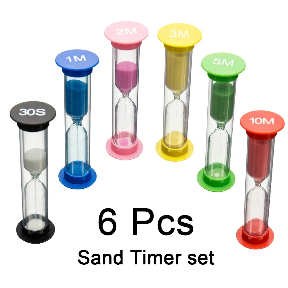6Pcs Sand Timer Hourglass 30S/1/2/3/5/10 Minutes Sand Table for Children Gift Home Decoration Clock Timer Garden Gifts