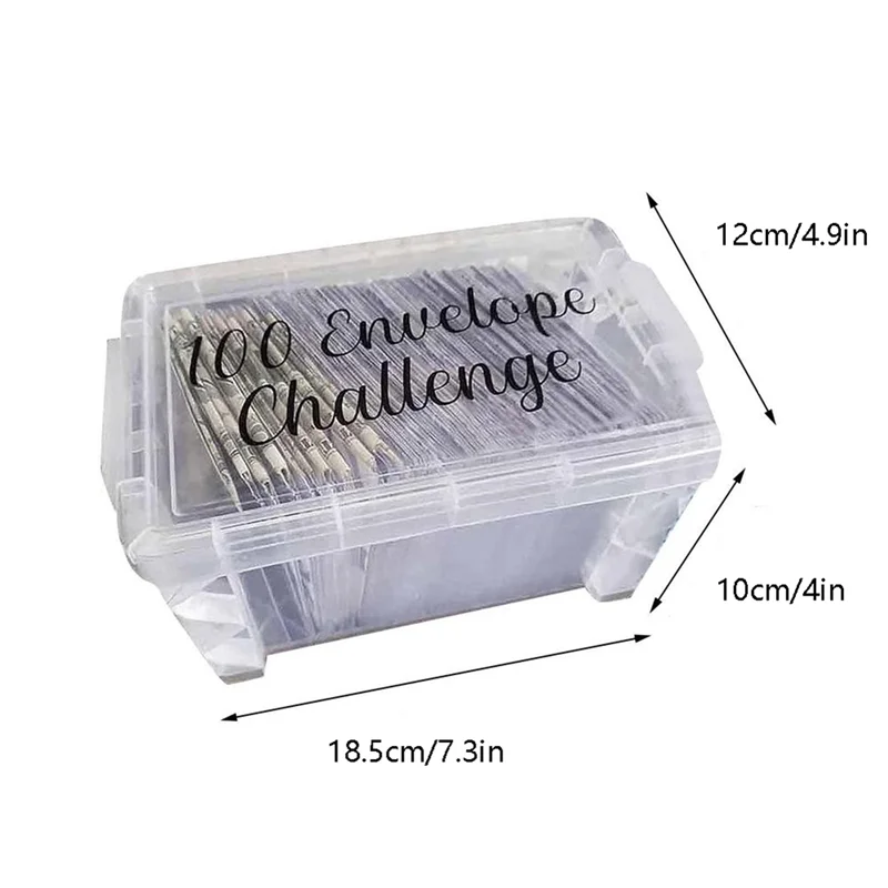 100 Envelopes Money Saving Challenge Budget Planning Handbook Mastering The Progress With Storage Box For Repay C 18.5 X 12Cm