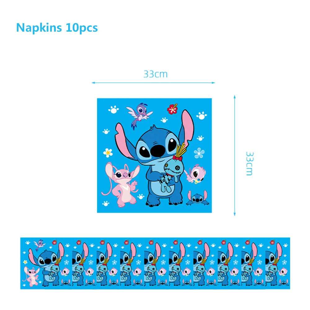 Stitch Birthday Festive Party Supplies Tableware Paper Napkin Tablecloth Plate Balloon Plate Baby Shower Girl Wedding Decoration images - 6