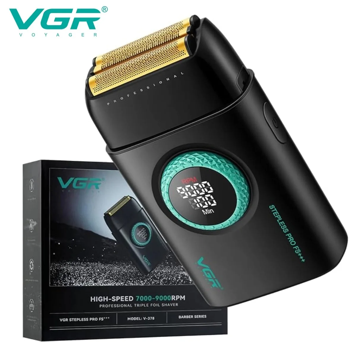 VGR Electric Shaver Rechargeable Shaving Machine Professional Beard Trimmer 9000 RPM Portable Shaver for Men V-378 electric shaver hair trimmer electric razor rotary shaver cordless shaver