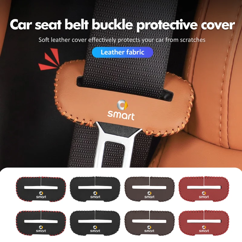 Per Smart Leather Car Seat Belt Buckle Anti-Scratch Protector Clip Cover Per Two Forfour 451 453 450 452 454 Roadster Coupe