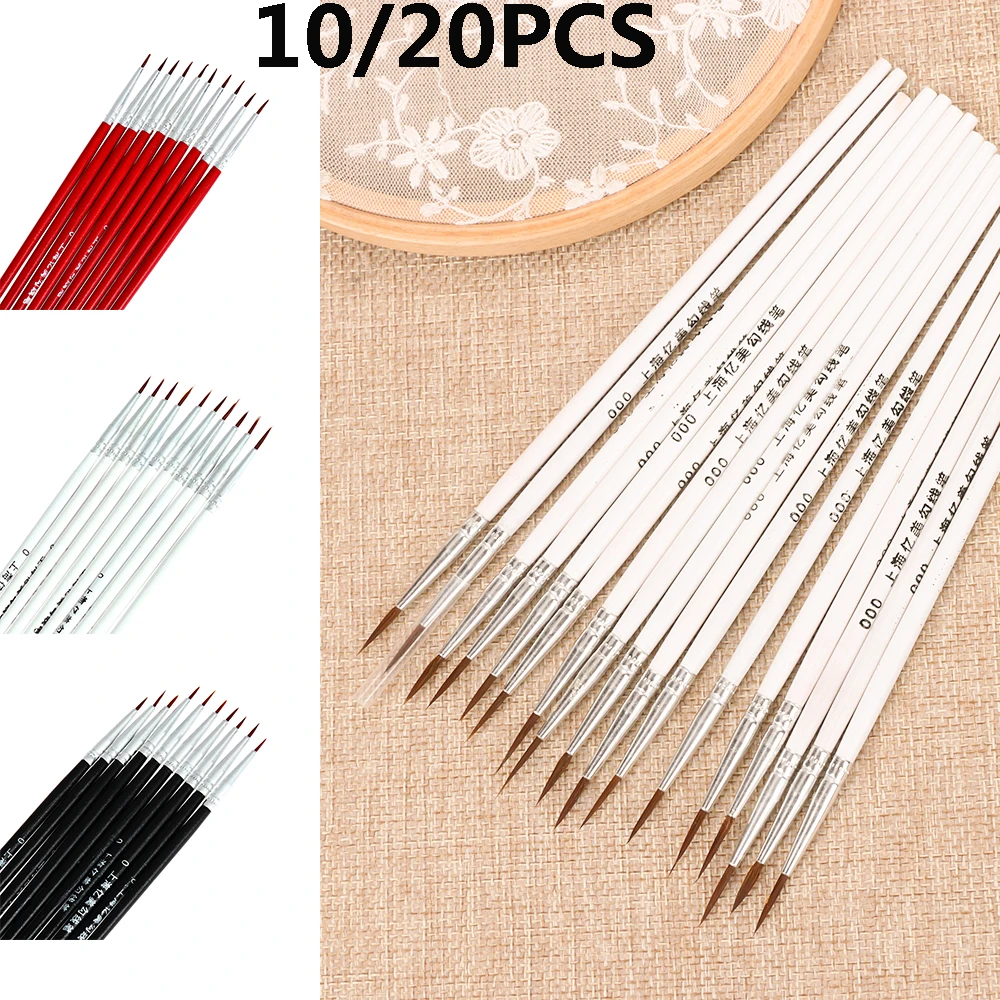 10/20pcs Fine Hand Painted Thin Hook Line Pen Art Supplies Drawing Art Pen Paint Brush Nylon Brush Acrylic Painting Pen