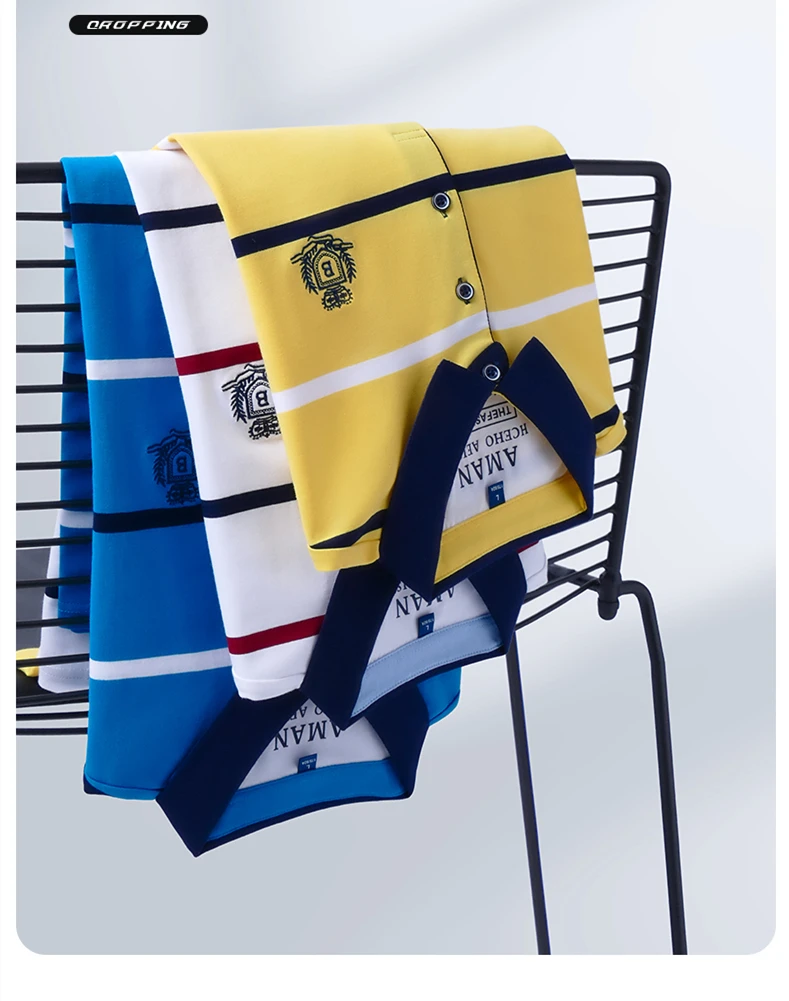 Light luxury stripe short sleeve men T-shirt high-end brand letter embroidery fashion urban style silky smooth casual polo shirt 13 S960ee019458544d29e73c437a8a9cf749