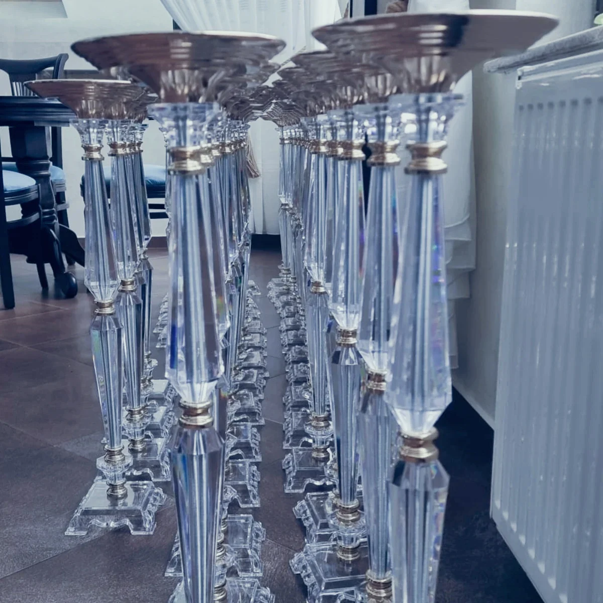 10 Pcs H 70 80 90 100cm Flower Stand Arrangement Table Centerpiece Metal acrylic Plating Weddings Geometric Centerpiece Stand