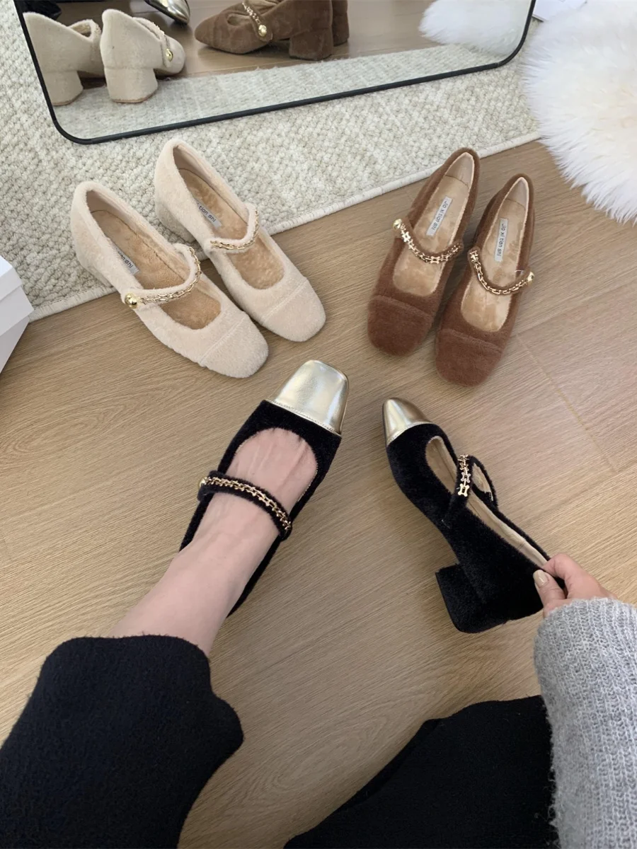 

Shoes Woman Flats Clogs Platform Loafers Fur Square Toe Autumn Casual Female Sneakers Modis Dress On Heels Creepers New Winter F