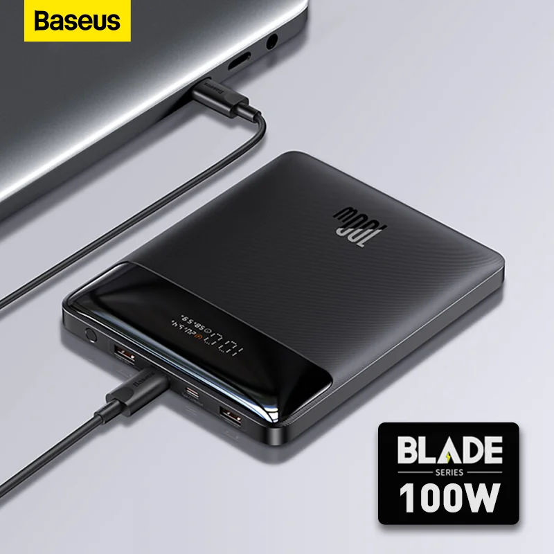 Sluit een verzekering af Geld rubber vooroordeel Baseus batería externa portátil de 100W, Powerbank de carga rápida tipo C  PD, 20000mAh, con Cable de 100W|Cargador portátil| - AliExpress