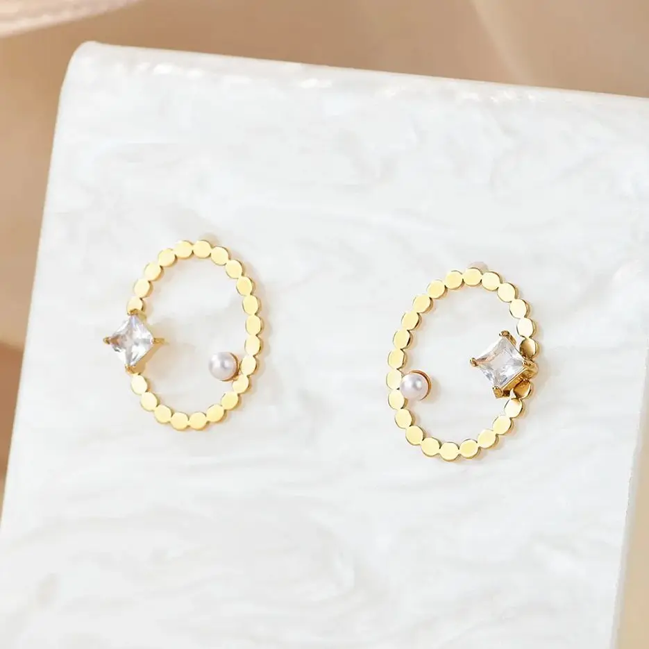 Zircon Earrings Hollow Round For Women