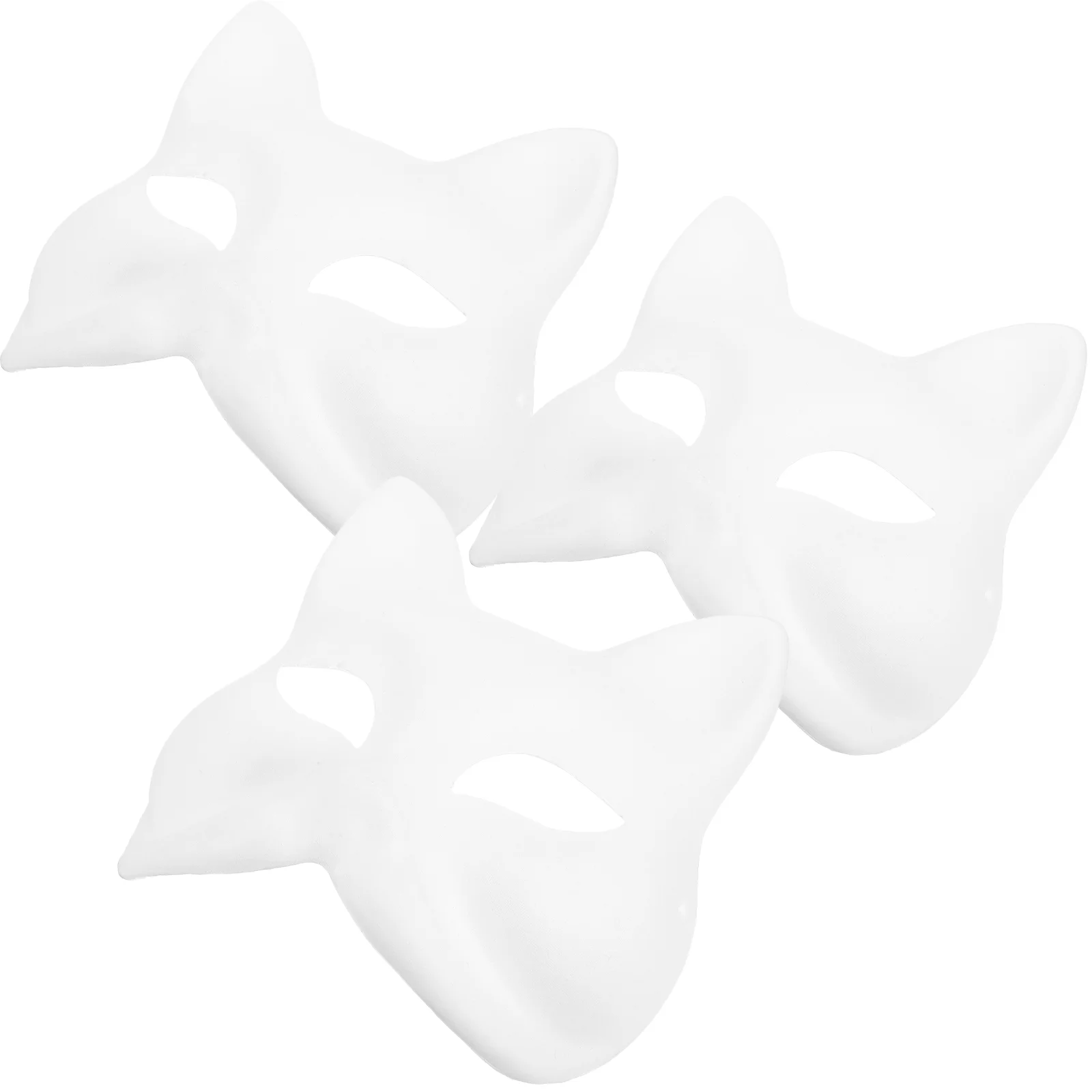 Kitsunes Fox Masks 3Pcs Blank Paper Cat Half Face Cover Diy White Animal Masks Fox Cosplay Costume Japanese Anime