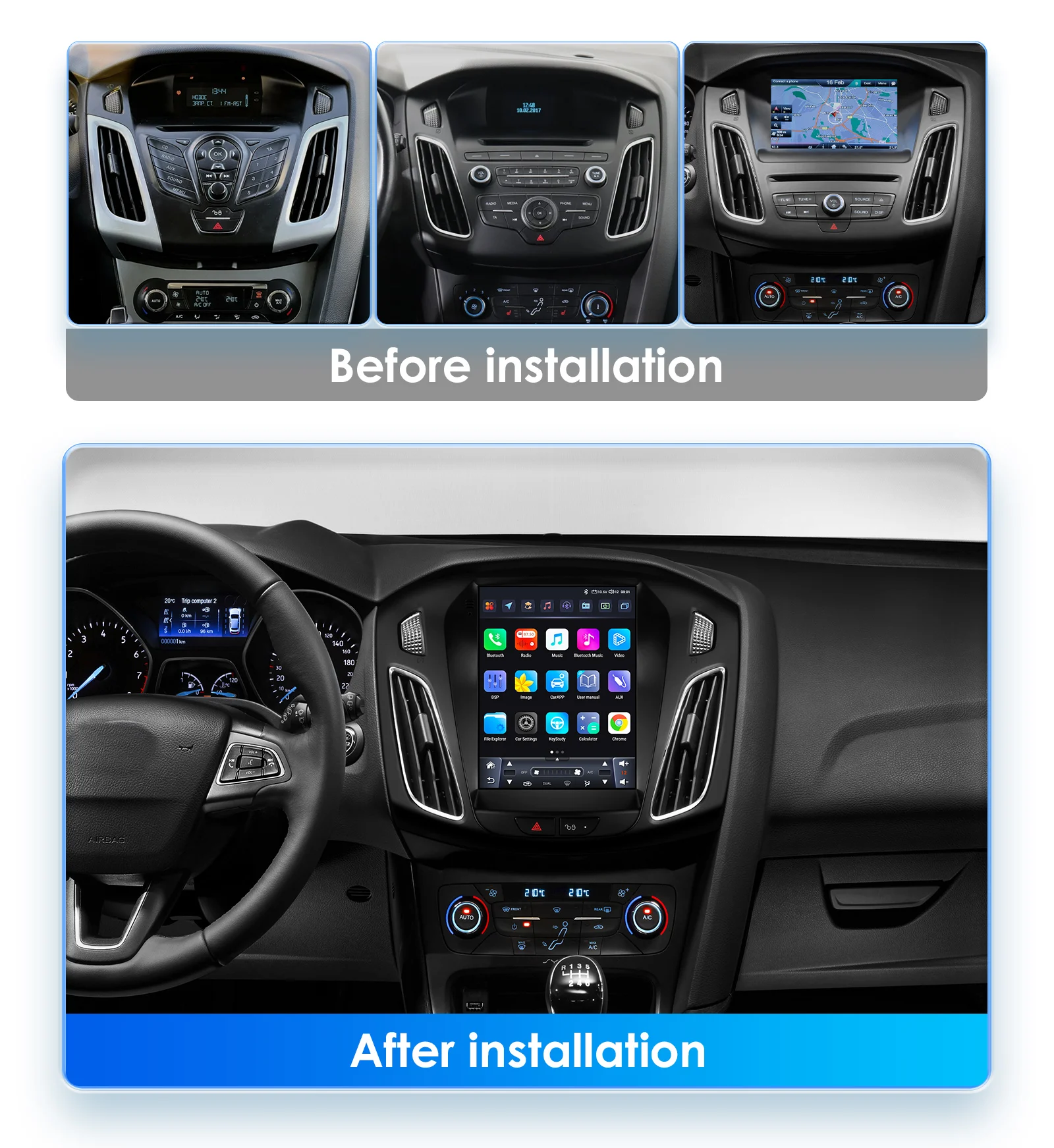 Autoradio Android 13 Double DIN Pour Ford Focus 3 (2011-2019) - Écran 9,7", CarPlay, GPS, 4G - 9