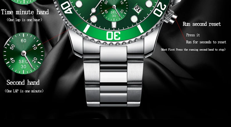 CHENXI Men's Luminous Waterproof Multi-function Watch Stainless Steel Strap Chronograph Calendar Casual Daily Wristwatch