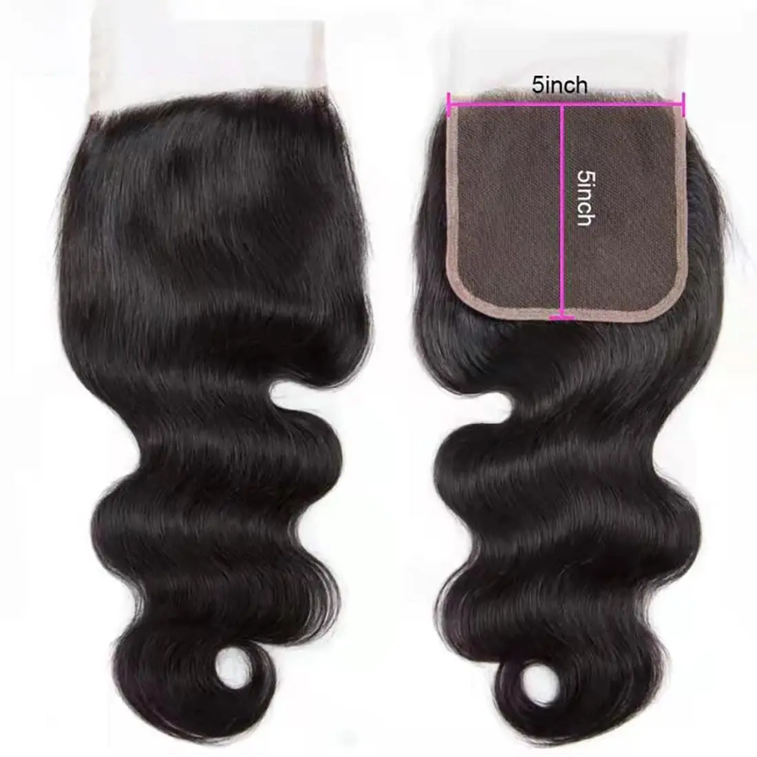 Body Wave 5x5 Lace Closure Unprocessed Brazilian Human Hair Swiss Transparent Lace Pre Plucked Hairline Free Part Natural Black