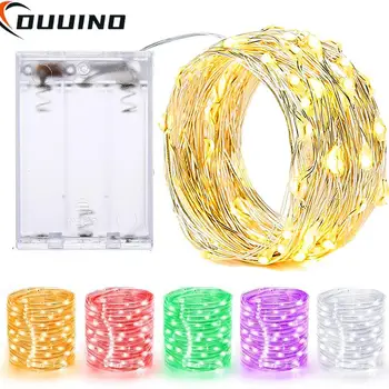 LED 구리 와이어 요정 조명, 배터리 구동 LED 스트링 조명, 파티 웨딩 실내 크리스마스 장식 화환 조명, 2 m, 5 m, 10m