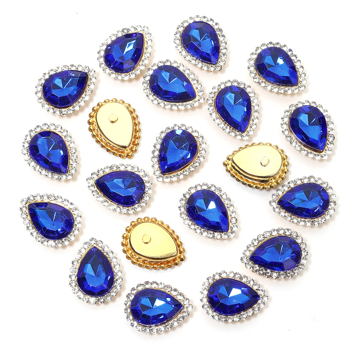 Bottoni A Forma Di Girasole Con Strass, 14mm, Cristallo, Per Abiti E Accessori Fai Da Te, Confezione Da 10, Azzurro