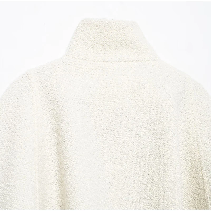 White Loose Short Cape Coat Women Autumn Winter Thick Single Buckle Batwing Sleeve Cloaks Jacket Lady Elegant Warm Outwear New