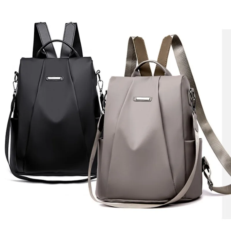 

2023 Hot Women's Backpack Casual Nylon Solid Color School Bag Fashion Detachable Shoulder Strap Shoulder Bag