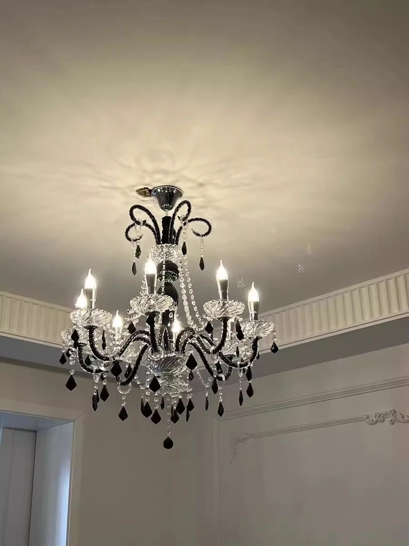 Description Picture 6 of itemEuropean retro luxury noble crystal LED chandelier villa restaurant hall bar coffee shop living room high-end chandelier