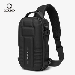 OZUKO Hard Shell Fashion Chest Bag for Men Outdoor Sports Tactical Male Shoulder Bag Large Capacity Waterproof Crossbody Bag New