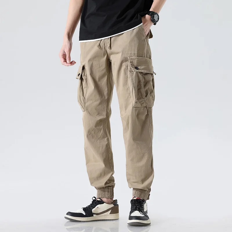 

2024 Spring Cargo Pants Khaki Military Personalit Mens Trousers Casual Cotton Tactical Men Big Size Trend Mountaineer Pantalon