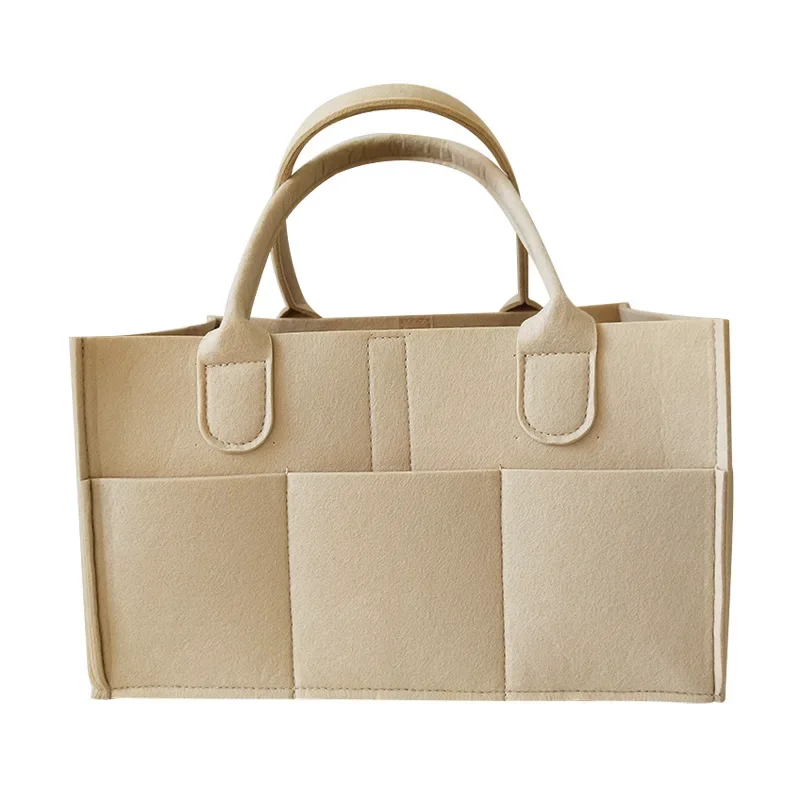 

Multifunctional Coffee-colored Diaper Storage Bag Felt Diaper Bag Mommy Bag Beige Coffee Handheld Baby Diaper