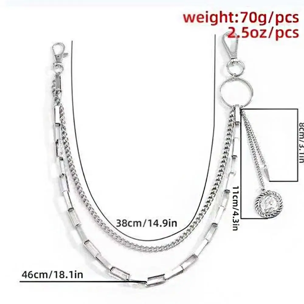 Jewelry Gift Double Layer Five-pointed Star Jeans Chain Punk Pants Chain Hollow Cross Metal Waist Chain Female Belt Chain