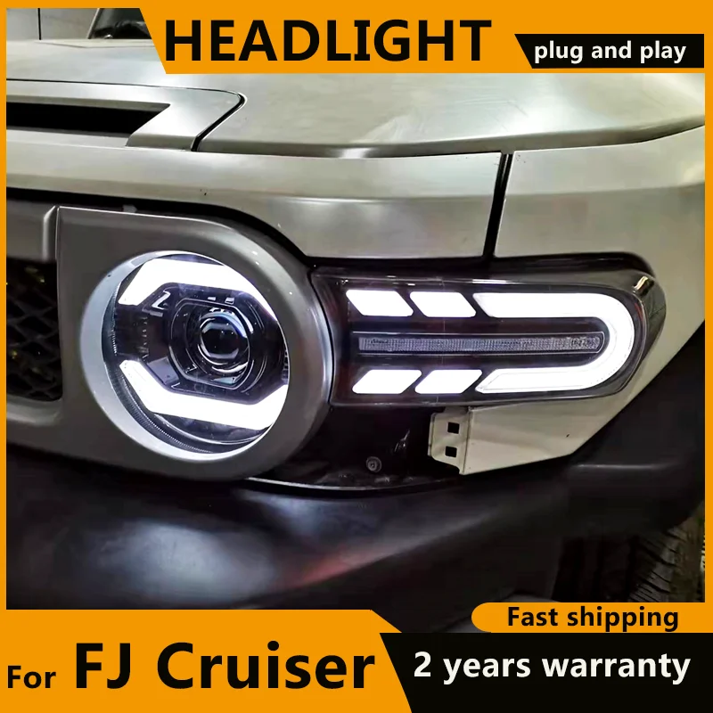 

FULL LED Headlights For Toyota FJ Cruiser 2007-2021 Running DRL LED Dynamic turn signal LED Low beam High beam Projector Lens