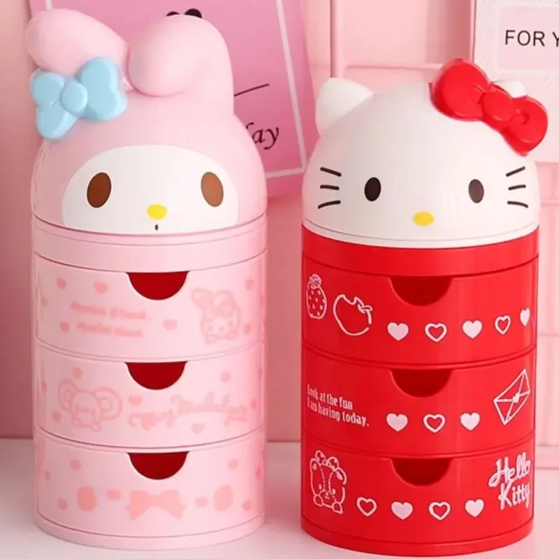 

Sanrio мультфильм Хелло Китти аниме мой телефон Творческий 3 уровня шкатулка для ювелирных изделий шпилька ящик для хранения туалетный предмет игрушки подарок