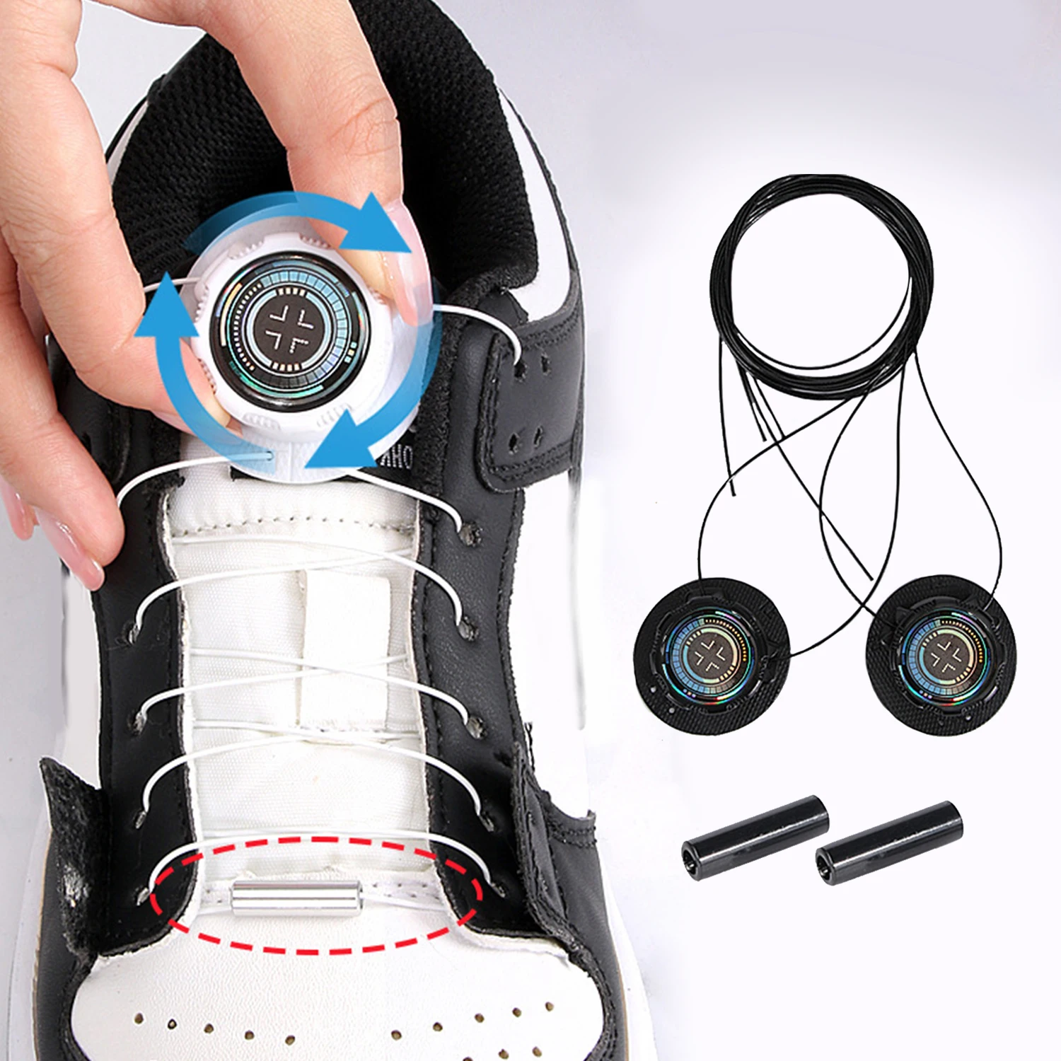 

2023 New Automatic Laces Sneakers Swivel Buckle Shoelaces Without ties Adults Kids Lazy No Tie Shoe laces Shoe Accessories 1Pair