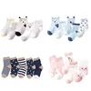 5 Pairs Cartoon Baby Socks Spring Autumn Stripe Dot Girls Boys Ankle Socks Soft Toddler Kids Short Socks 1