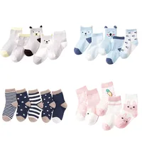 5 Pairs Cartoon Baby Socks Spring Autumn Stripe Dot Girls Boys Ankle Socks Soft Toddler Kids Short Socks 1