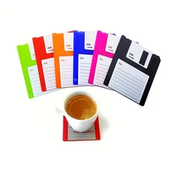 Retro Silicone Floppy Disk Coasters - Set of 6 - Fun & Durable, Heat - Resistant, Non - Slip Gift Set (Multicolor - 6pc)